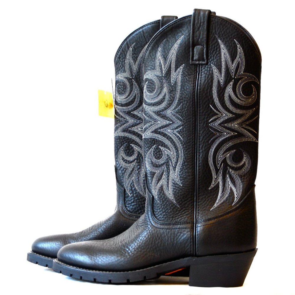 NOS MEN Size 8.5D Dan Post Black Cowboy Boots